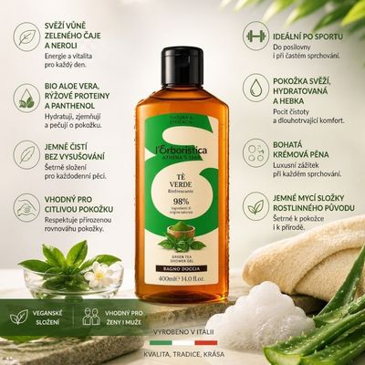 Erboristica Přírodní sprchový gel Zelený čaj – Energie a svěžest 400 ml