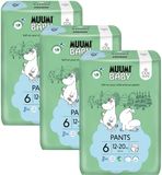 Muumi Baby Pants 6 Junior 12-20 kg, měsíční balení kalhotkových eko plen 108 ks