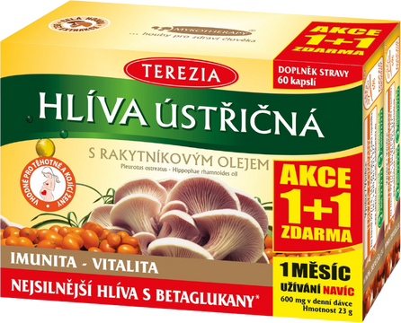 Terezia Hlíva ústřičná s rakytníkovým olejem 1+1 ZDARMA 120 kapslí