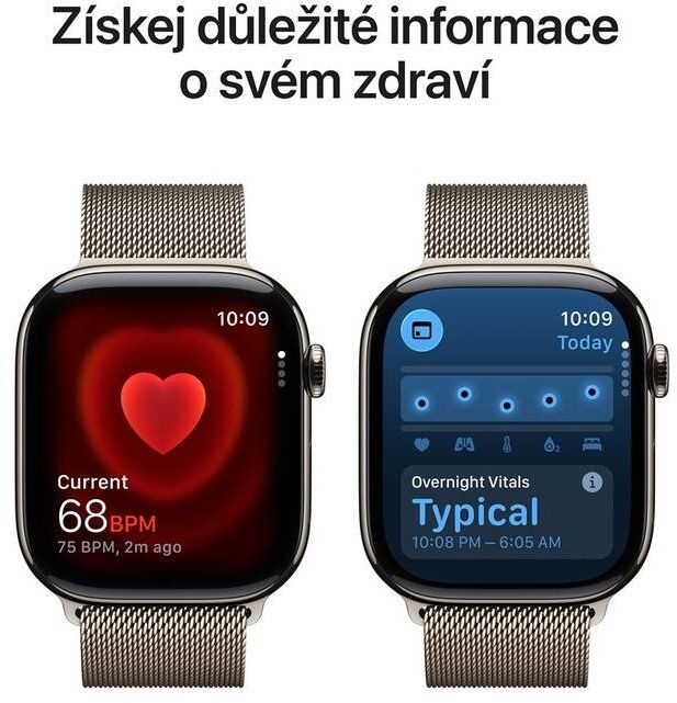 Apple Watch 11 GPS + Cellular 46mm Přírodní titan s přírodním milánským tahem- M/L