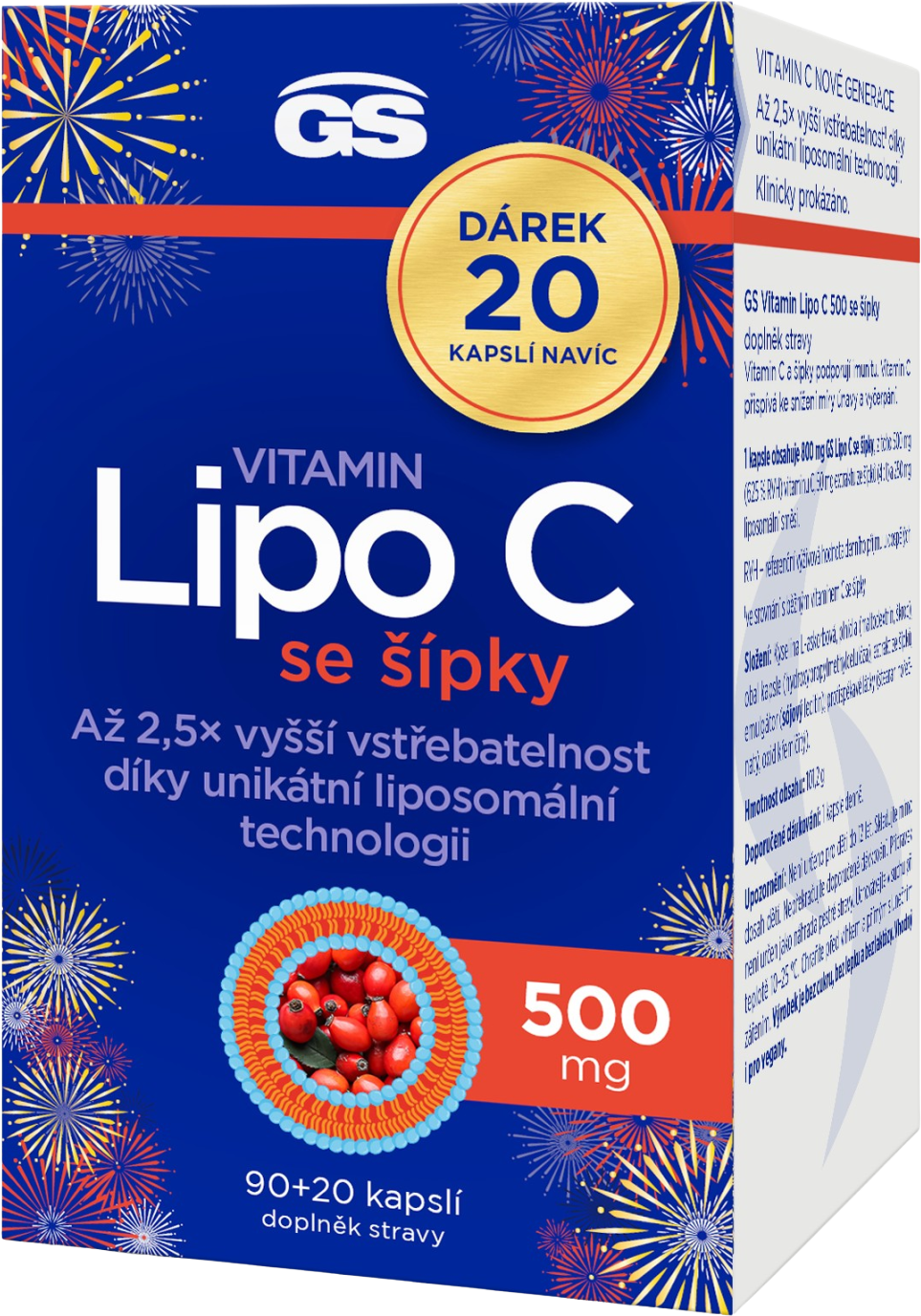 GS Vitamin Lipo C 500 mg se šípky 110 kapslí