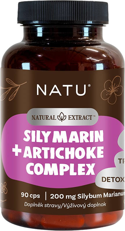 Natu Natural Extract, Ostropestřec extrakt (Silymarin 80 %) s artyčokem 90 kapslí