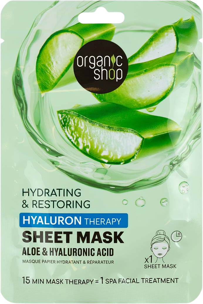 Organic Shop Hyaluronová plátýnková maska Aloe a kyselina hyaluronová 25 g