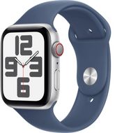 Apple Watch SE (2024) Cellular 44mm Stříbrný hliník s denimovým sportovním řemínkem M/L