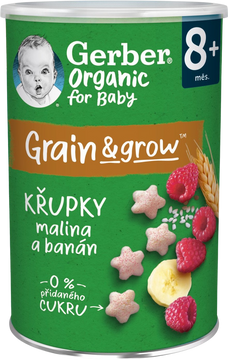 Gerber Organic křupky s malinami a banánem 35 g