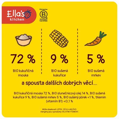 Ella's Kitchen BIO křupavé tyčky s kukuřicí a mrkví 16 g