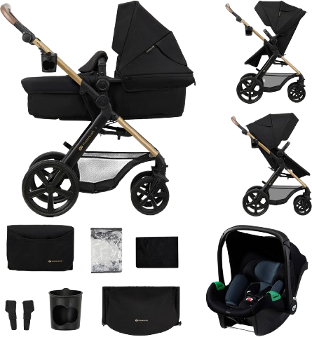 Kinderkraft Kočárek kombinovaný Moov 2 3v1 Pure Black - pěnová kola