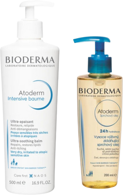 Bioderma Atoderm Intensive baume + Atoderm tusfürdő olaj ajéndékkészlet 2 db