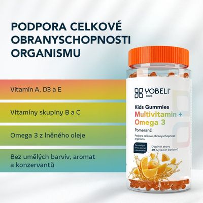 Lobey Kids omega & multivitamin Gummies - pomeranč 30 ks