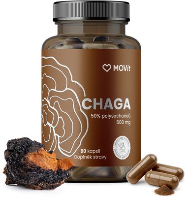 MOVit Energy Chaga 50% polysacharidů 500 mg, 90 kapslí