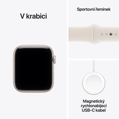 Apple Watch SE 3 GPS 40mm Hliníkové pouzdro Starlight se sportovním řemínkem Starlight - S/M