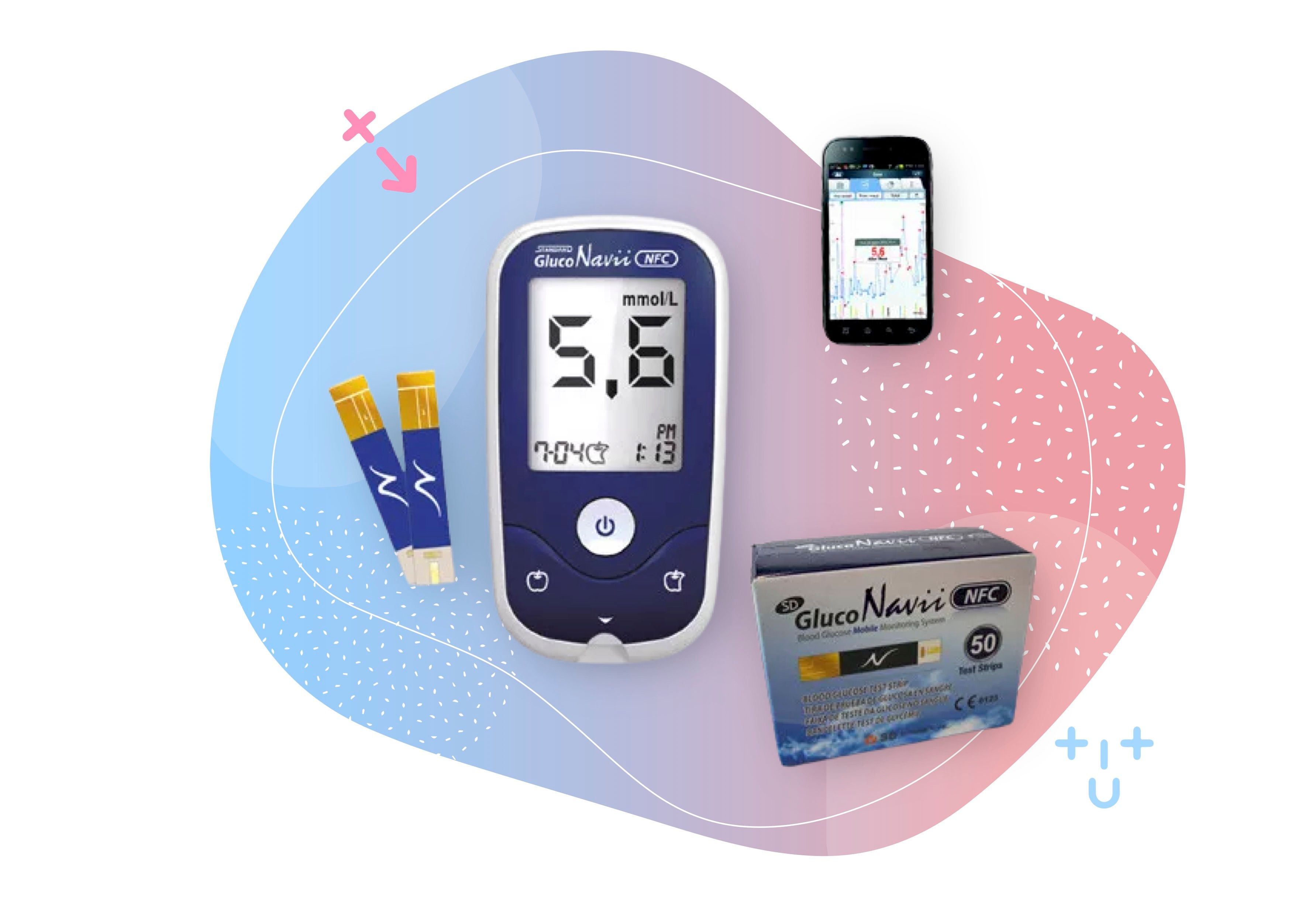 Glukometr SD Gluco Navii NFC + 50 proužků
