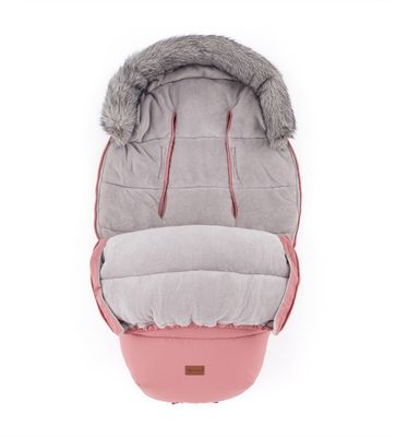 Petite&Mars Set zimní fusak Comfy 4v1 + rukavice na kočárek Furry Old Rose