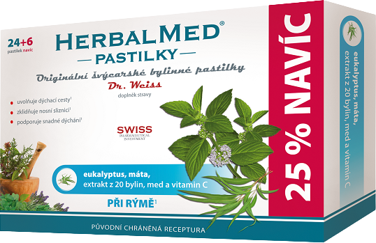 Dr.Weiss HerbalMed Eukalyptus-máta 30 pastilek