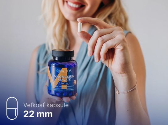 Natios Magnesium Malate 500 mg + B6, (elem. hořčík 85 mg), 90 kapslí