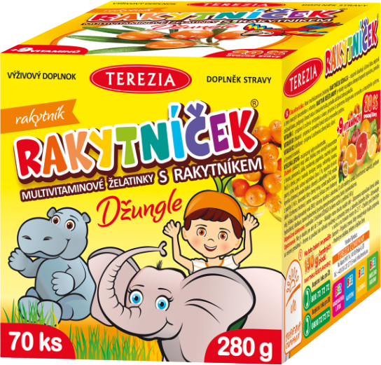 Terezia Rakytníček multivitaminové želatinky s rakytníkem DŽUNGLE 70 ks