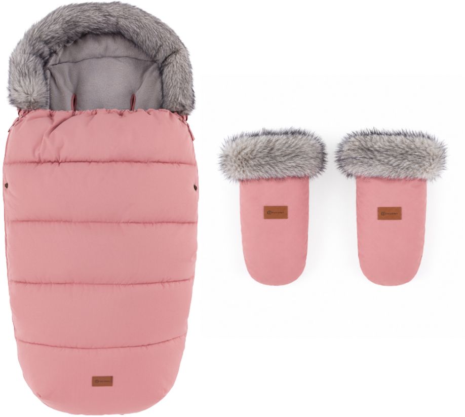 Petite&Mars Set zimní fusak Comfy 4v1 + rukavice na kočárek Fjora Old Rose
