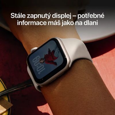 Apple Watch SE 3 GPS 40mm Hliníkové pouzdro Starlight se sportovním řemínkem Starlight - M/L