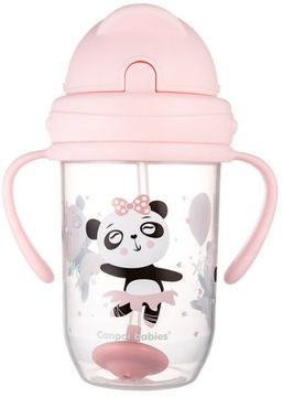 Canpol babies Exotic Animals Nevylévací hrneček se slámkou a závažím růžový 270ml