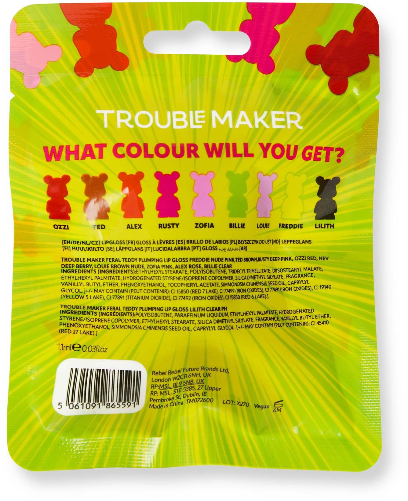 Trouble Maker Feral Teddy Mystery Plumping Lip Gloss