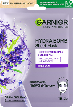 Garnier Skin Naturals Hydratační textilní maska proti projevům únavy s výtažkem z levandule 28 g