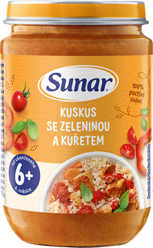 Sunar Příkrm kuskus se zeleninou a kuřetem 6m+, 190 g