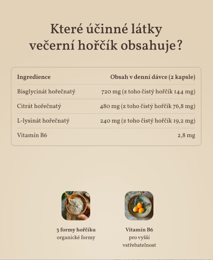 Herbyway Magnesium Večerní hořčík (3 formy hořčíku) 60 kapslí