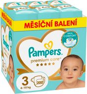 Pampers Premium Care plenky vel. 3, 6-10 kg měsíční balení 200 ks