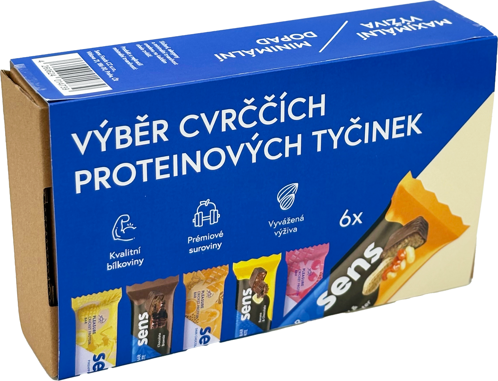 Sens Cvrččí proteinové tyčinky v dárkovém balení - starter pack 6 tyčinek