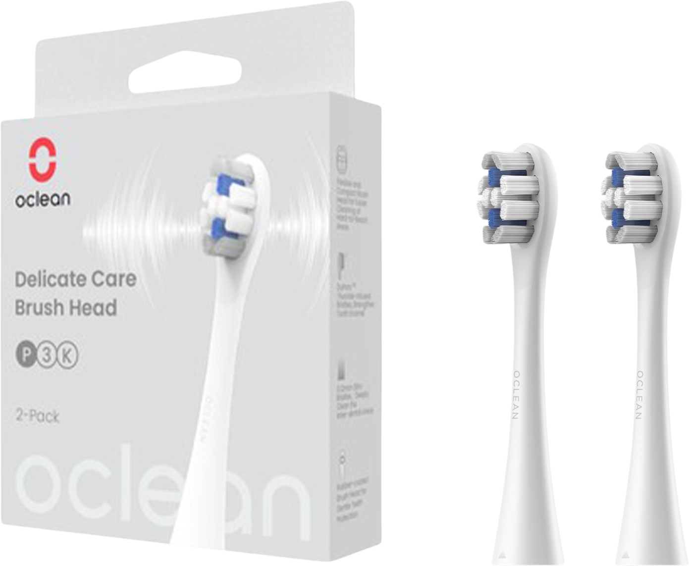 Oclean náhradní hlavice Delicate Care Extra Soft, P3K4-XPD, bílé 2 ks