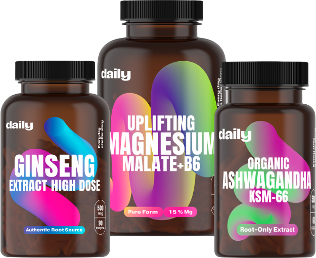 Daily 2+1 - Mg Malát + Ashwagandha + Ginseng 90 kapslí