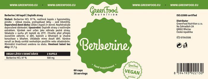 GreenFood Nutrition Berberine 60 kapslí