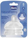 Chicco Dudlík na láhev Natural Feeling silikon na kaši 6m+ 2 ks