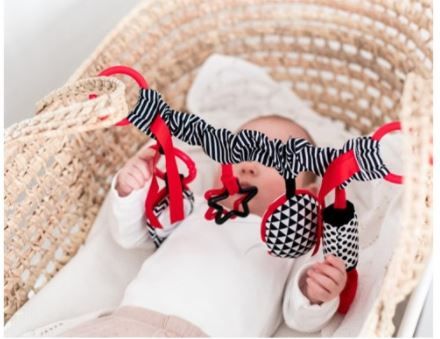 Canpol babies Sensory felakasztható plüss játék - piros és fekete