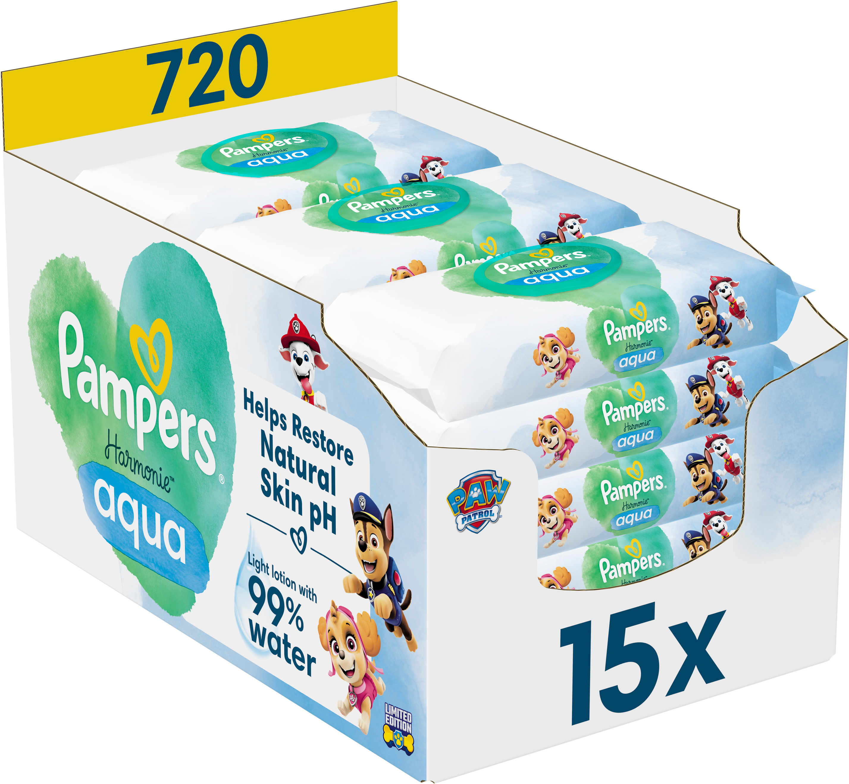 Pampers Dětské vlhčení uborusky, Harmonie Aqua 720 ks