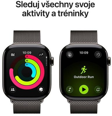 Apple Watch 11 GPS + Cellular 46mm Břidlicově šedý titan s břidlicově šedým milánským tahem- S/M