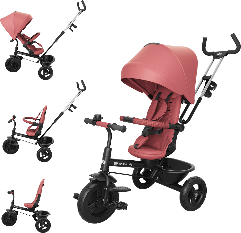 Kinderkraft Tříkolka Aston 2 Plus Pink, 9m+