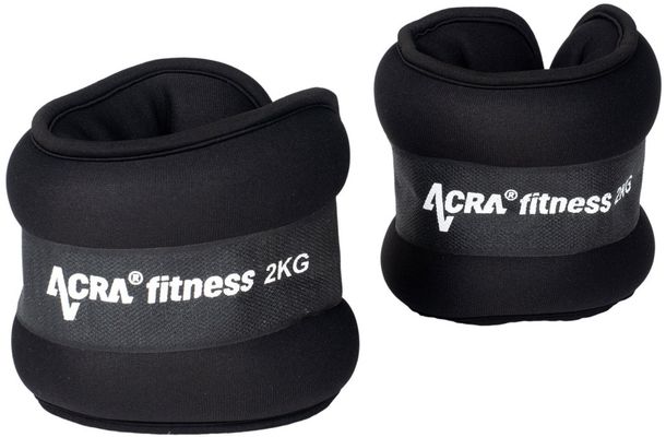 Acra Závaží na zápěstí/kotníky černá 2 x 2 kg