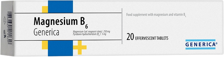Generica Magnesium B6 20 šumivých tablet