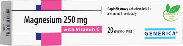 Generica Magnesium 250 mg s vitamínem C 20 šumivých tablet