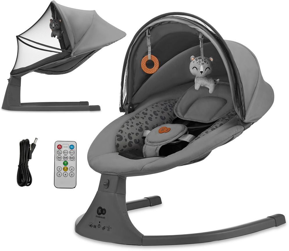Kinderkraft Lehátko houpací s melodií 2v1 Lumi, Premium Dark grey