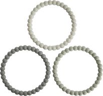 Mushie náramkové kousátko ze silikonu PEARL Green Tea / Cool Gray / Sea Salt 3 ks
