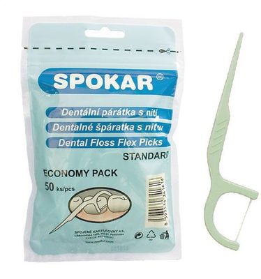 Spokar Dentální párátka s nití sáček 50 ks