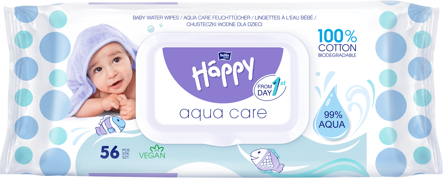 Bella Happy Aqua care vlhčené ubrousky 56 ks