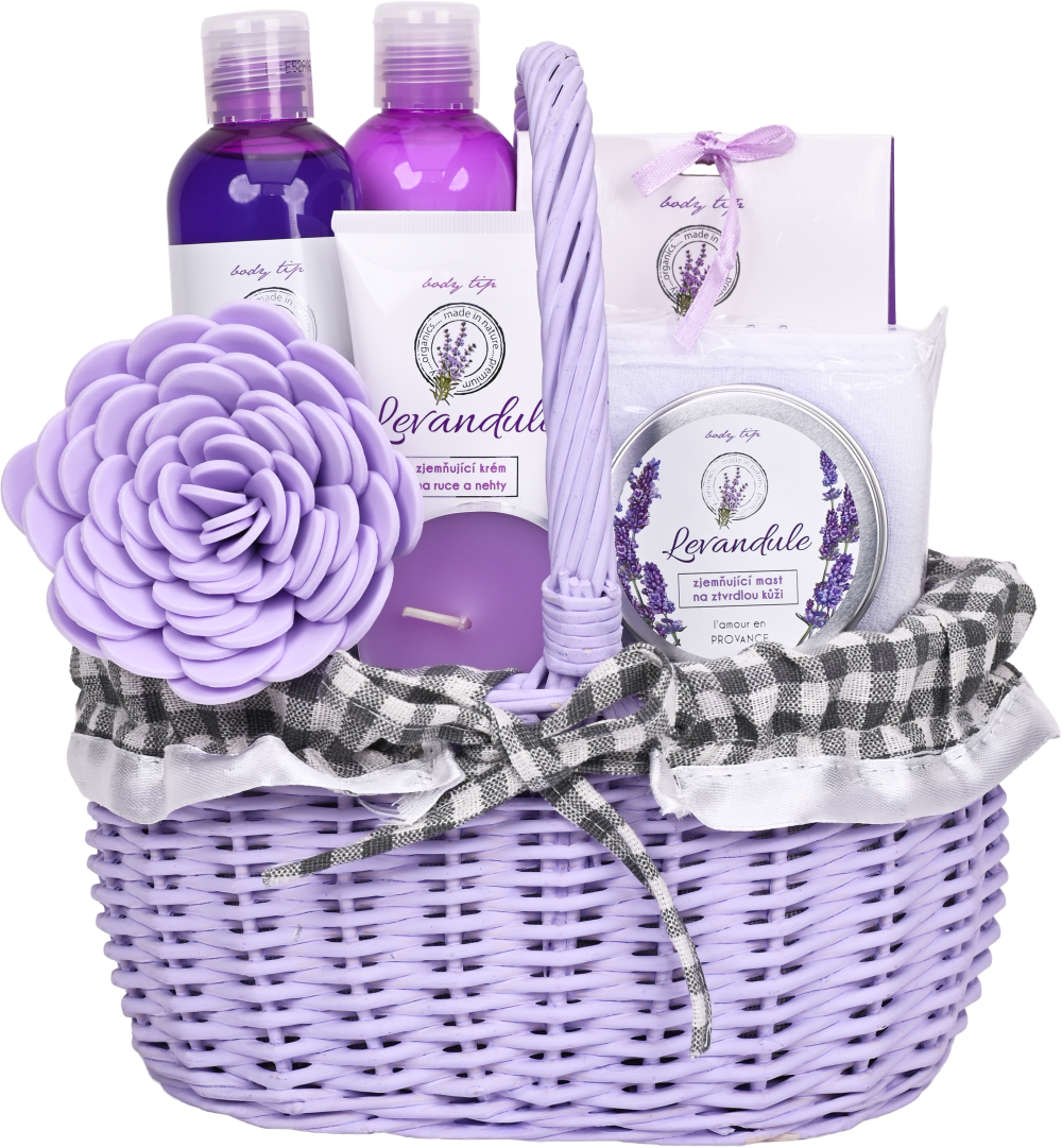 Vivaco Dárkové balení levandule premium - sprchový gel a šampon + tělové mléko + sůl do koupele + krém tuba + mast + 3x dárek