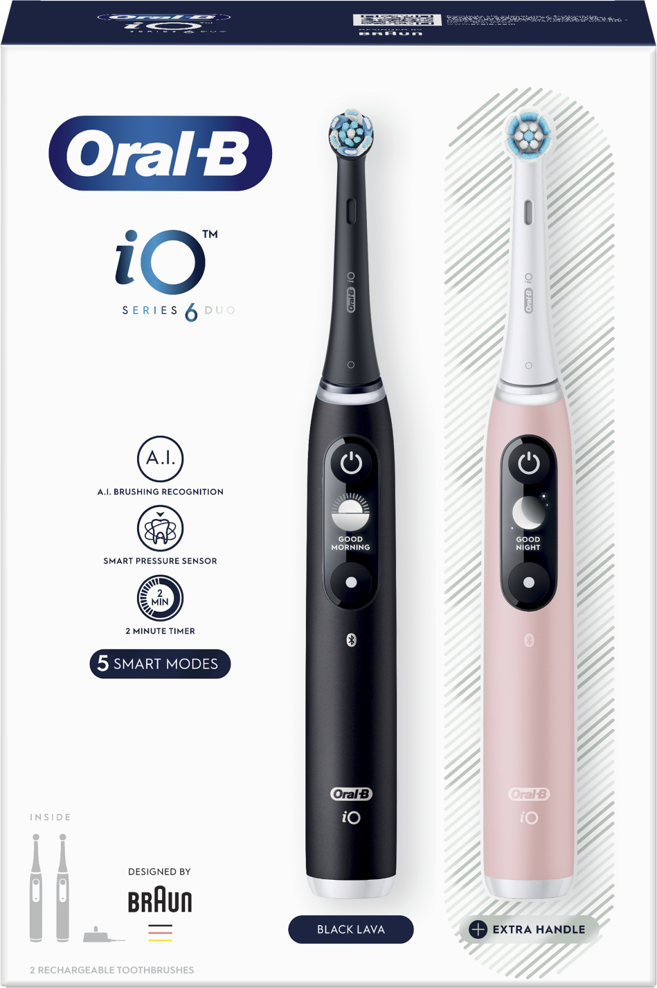 Oral-B iO-6 Černý a růžový elektrický zubní kartáček 2 ks