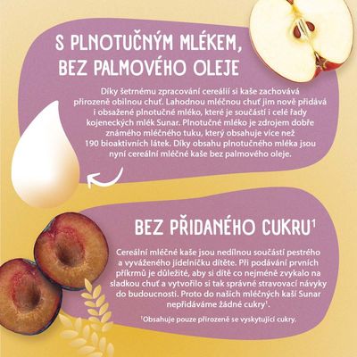 Sunar mléčná kaše s 8 cereáliemi, švestka, jablko 210 kg