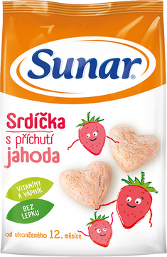 Sunar dětské křupky jahodová srdíčka 50 g