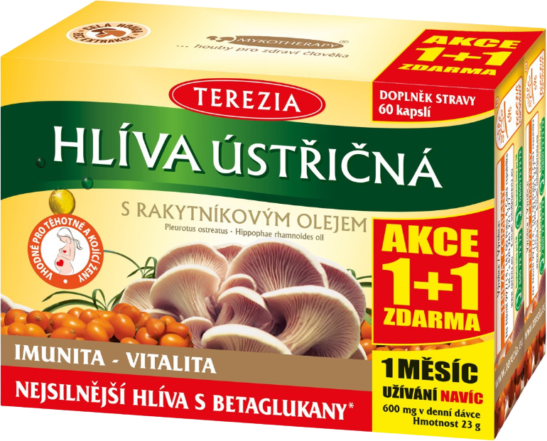 Terezia Hlíva ústřičná s rakytníkovým olejem 1+1 ZDARMA 120 kapslí