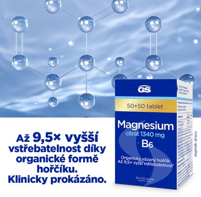 GS Magnesium citrát 1340mg+B6 100 tablet